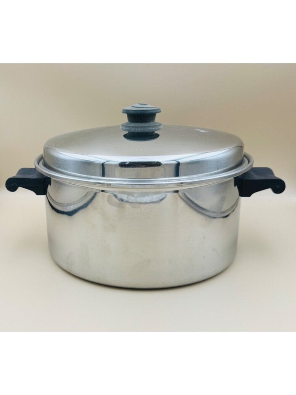 Vtg Saladmaster 6 Qt Dutch Oven Stock Pot 18-8 Tri Clad Stainless Steel Vapo Lid